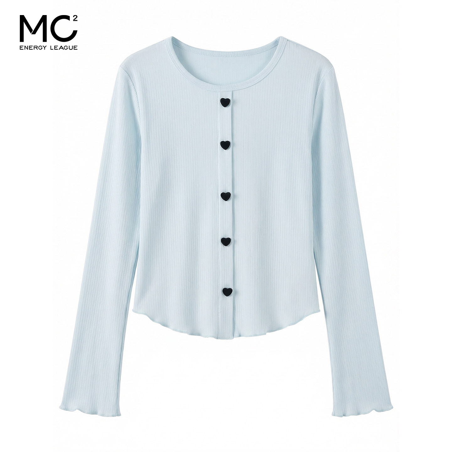 女装爱心纽扣木耳边长袖T恤-8029ET621200