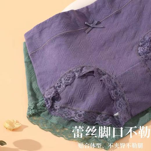 雀说 【5条】高腰棉质女士大码内裤抗菌裆包臀透气底裤蕾丝三角裤BY45 商品图1