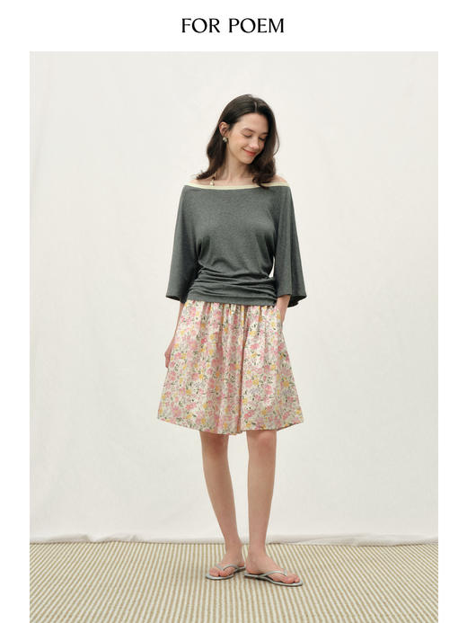 ForPoem 26/SS 原创设计落樱粉碎花中长半裙a字精致休闲伞裙裙子 商品图3