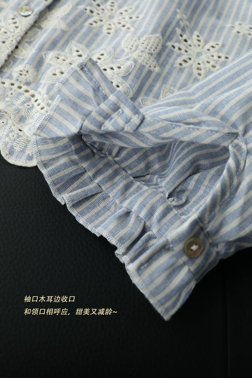 蓝白条纹重工刺绣衬衫 商品图10