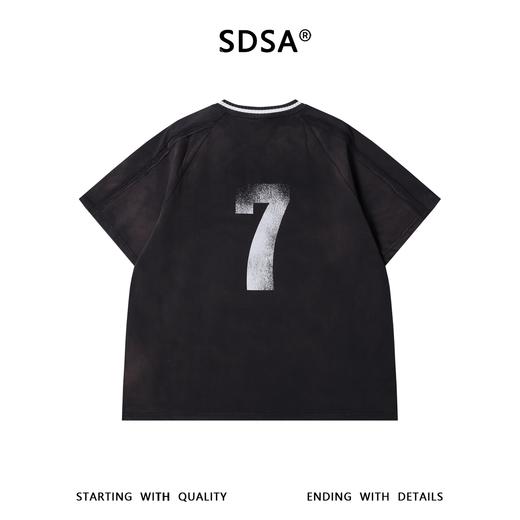 SDSA男装2026新款轻奢美式简约喷染数字印花拼接圆领短袖T恤百搭 商品图4