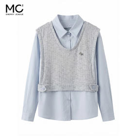 女装翻领配花纱针织拼接衬衣-2673C6212010