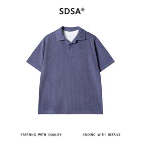 SDSA男装2026新款高贵轻奢美式撞色拼接假两件翻领短袖T恤百搭潮