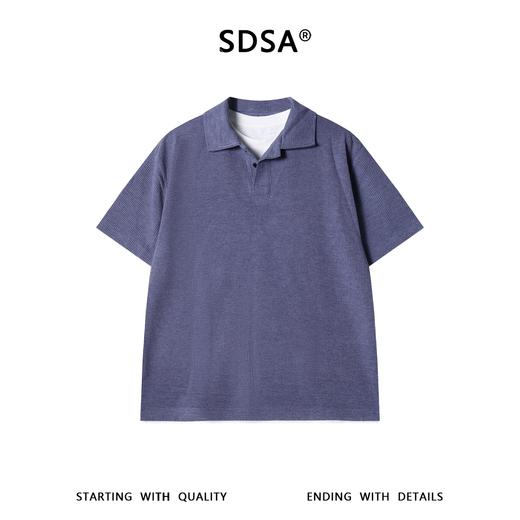 SDSA男装2026新款高贵轻奢美式撞色拼接假两件翻领短袖T恤百搭潮 商品图0