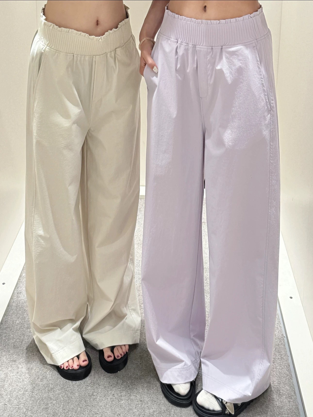 lulu 新品速干StretchWoven 女士腰部褶边花苞百搭轻薄防晒阔腿裤