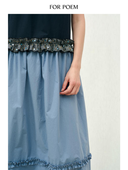 ForPoem 26/SS 原创设计夏日拼色连衣裙无袖拼接a字藏肉显瘦裙子 商品图3