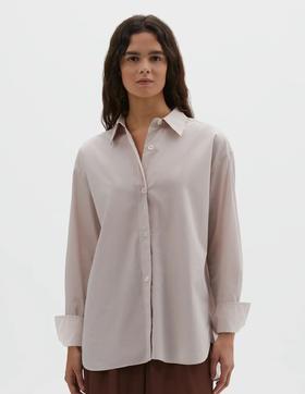 Margaret Howell 26SS 灰粉色英制棉府绸宽松长袖衬衫