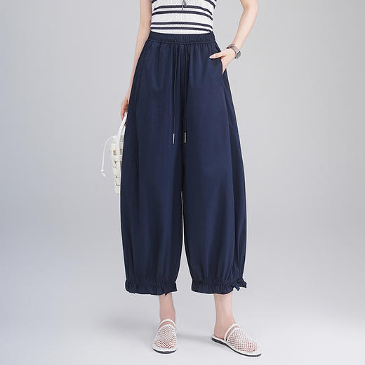 百媚生 高腰花苞气球裤女九分休闲裤子8280 商品图1