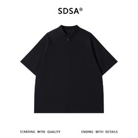 SDSA男装2026新款轻奢潮牌机能风立领拉链短袖插肩袖宽松 T 恤