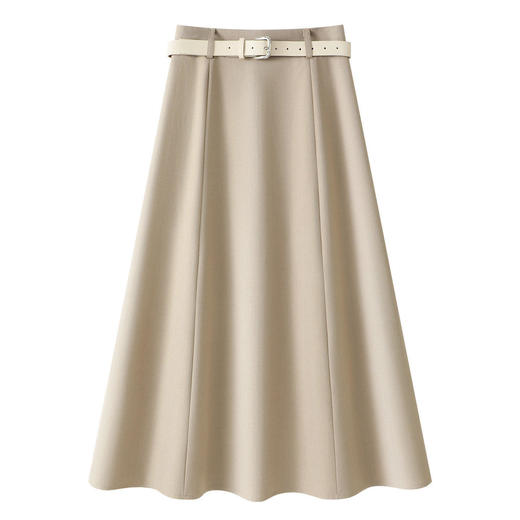 丁摩 杏色垂坠感半身裙女春秋季气质西装裙中长款a字裙子6ZF-2343 商品图4