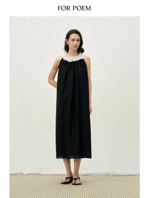 ForPoem 26/SS 原创设计珍珠花瓣连衣裙宽松无袖抽褶层次感裙子女 商品图3