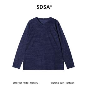 SDSA男装2026新款轻奢新中式盘扣 V 领长袖T恤宽松竹节纹休闲上衣