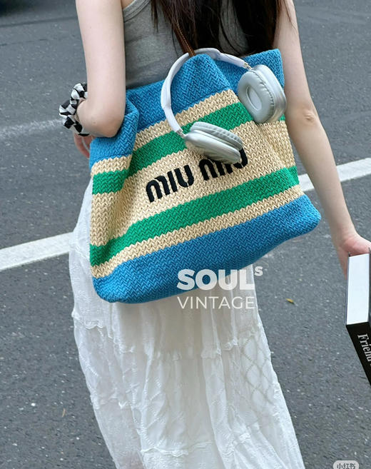 Miu家彩色新款编织托特包 商品图2