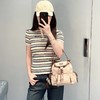 重磅渠道  miu撞色条纹短袖T恤   亨利领条纹针织衫 商品缩略图0