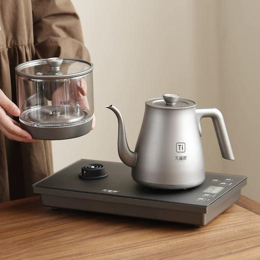 天福原纯钛T58木把手烧水壶+消毒锅 商品图1