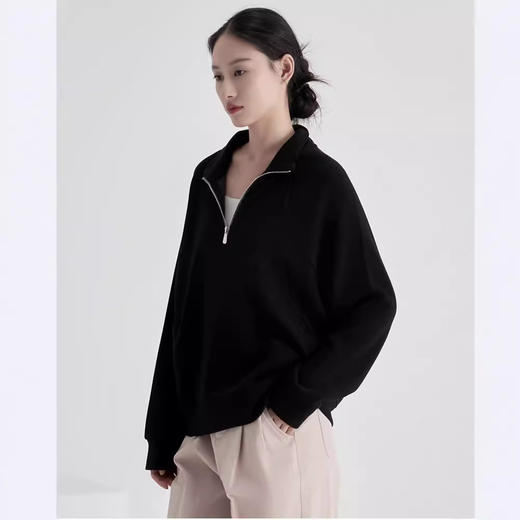【春秋女款卫衣】羊毛暖绒半拉链卫衣 简约利落松弛感  舒适锁温 商品图3