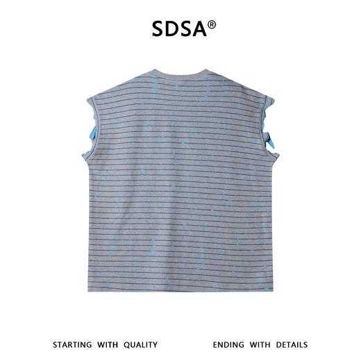 SDSA男装2026新款高贵轻奢潮牌破洞撞色条纹无袖圆领T恤百搭舒适 商品图4