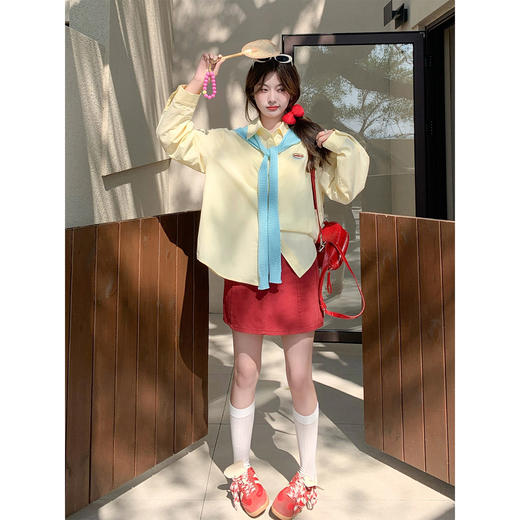 <曾小咸推荐>4.6现货秒杀 ！微信超特价！韩系多巴胺刺绣衬衫 日常169.99 立减90 秒杀79.99！！ 商品图1