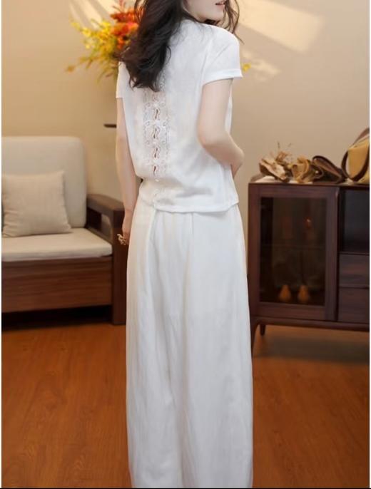 后背镂空蕾丝花边短袖T恤 商品图7