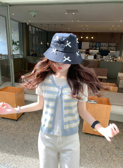 <曾小咸推荐>4.6现货秒杀 ！微信超特价！韩系假两件条纹短袖 日常169.99 立减90 秒杀79.99！！ 商品图6