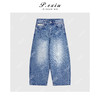 PanYiXiu/潘依绣100%棉复古水洗磨白显瘦磨破弯刀牛仔裤 S8199 商品缩略图1