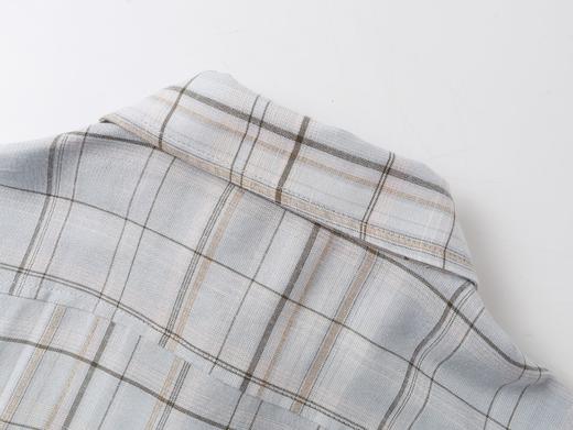 中性款格纹刺绣长袖衬衫hu001 商品图2