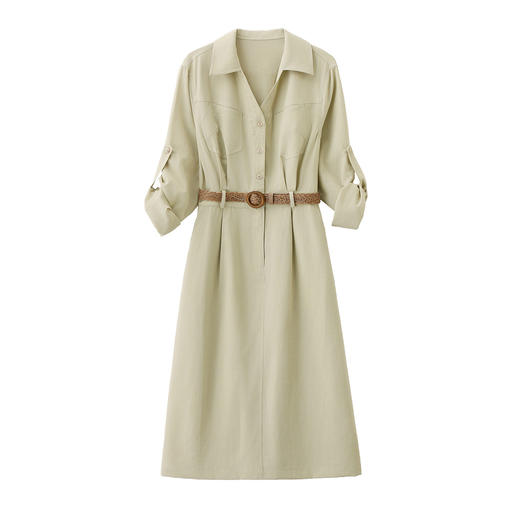 丁摩 气质衬衫裙收腰长袖连衣裙女春秋季新款高级感减龄洋气6ZF-9797 商品图4