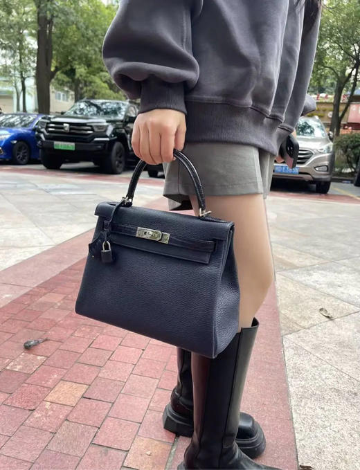 爱马仕 kelly 35 黑色 银扣 TC皮 手拿包 商品图2