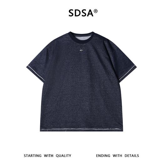 SDSA男装2026新款高贵轻奢日系简约铆钉设计圆领短袖T恤百搭上衣 商品图0