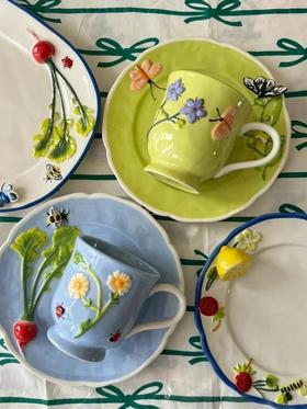 把花园捧在手心【出美国🇺🇸Faye系列手绘浮雕花园主题陶瓷杯碟】2款可选！将大自然的温柔与浪漫融入器皿的艺术品~WD