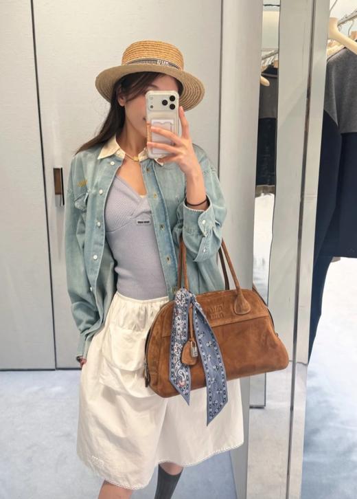 中性款毛边刺绣牛仔衬衫la017 商品图3