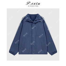 04-2潘依绣丁丁宠粉小众设计松弛感撞色织带两面穿宽松显瘦立领外套Q34419