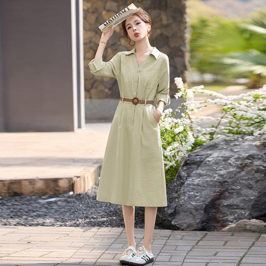 丁摩 气质衬衫裙收腰长袖连衣裙女春秋季新款高级感减龄洋气6ZF-9797 商品图0