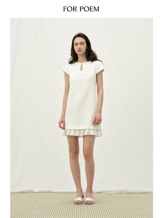 ForPoem 26/SS 原创设计花朵百褶连衣裙微a简约v领休闲精致裙子女 商品图1