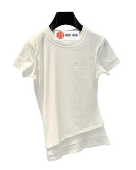 女款弹力假三件正肩短袖T恤ba002