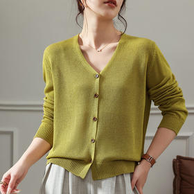 百媚生 法式高端冰麻针织开衫女简约防晒衣罩衫BM-955-45