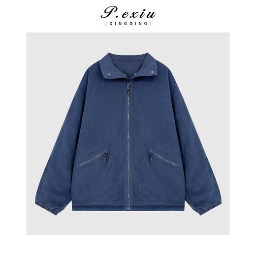 04-2潘依绣丁丁宠粉小众设计松弛感撞色织带两面穿宽松显瘦立领外套Q34419 商品图1