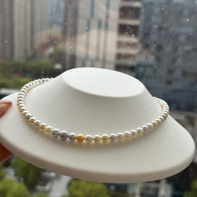 正圆细微瑕6-7mm，小微瑕不影响佩戴，整体很亮，唯美，日本进口akoya珠串