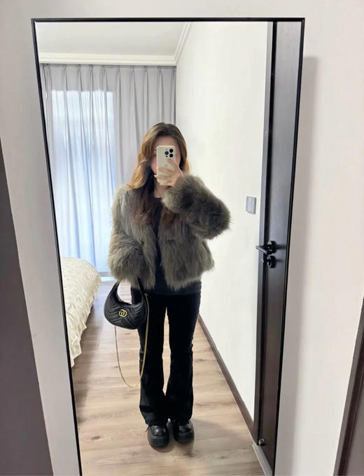 GUCCI 马蒙 双G 黑金 牛皮 小号 半月包 商品图3