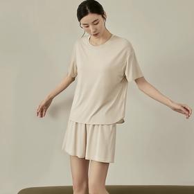 【女款居家 冰丝短袖套装】 自带胸垫 柔滑亲肤 云感轻盈 凉感透气
