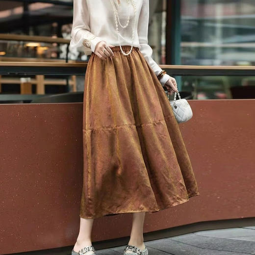 流光溢彩~暗纹提花灯笼裙时尚气质显瘦百搭中长裙BSQ2617 商品图1