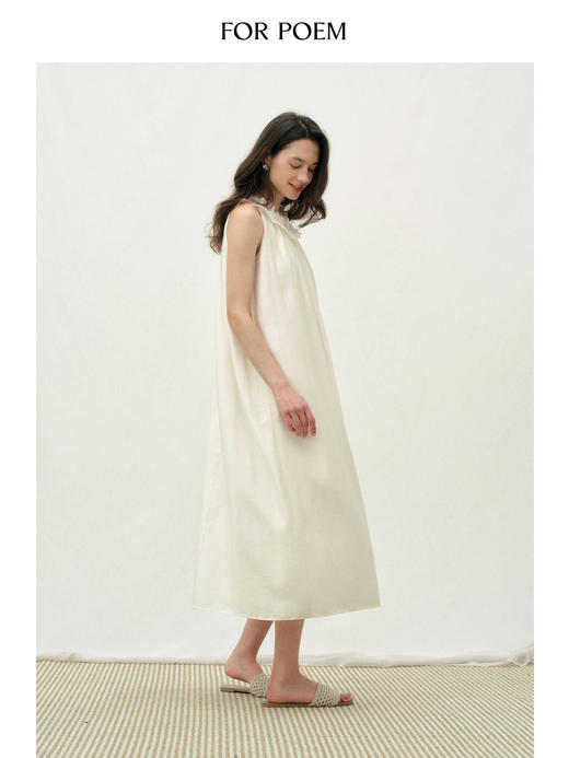 ForPoem 26/SS 原创设计珍珠花瓣连衣裙宽松无袖抽褶层次感裙子女 商品图4