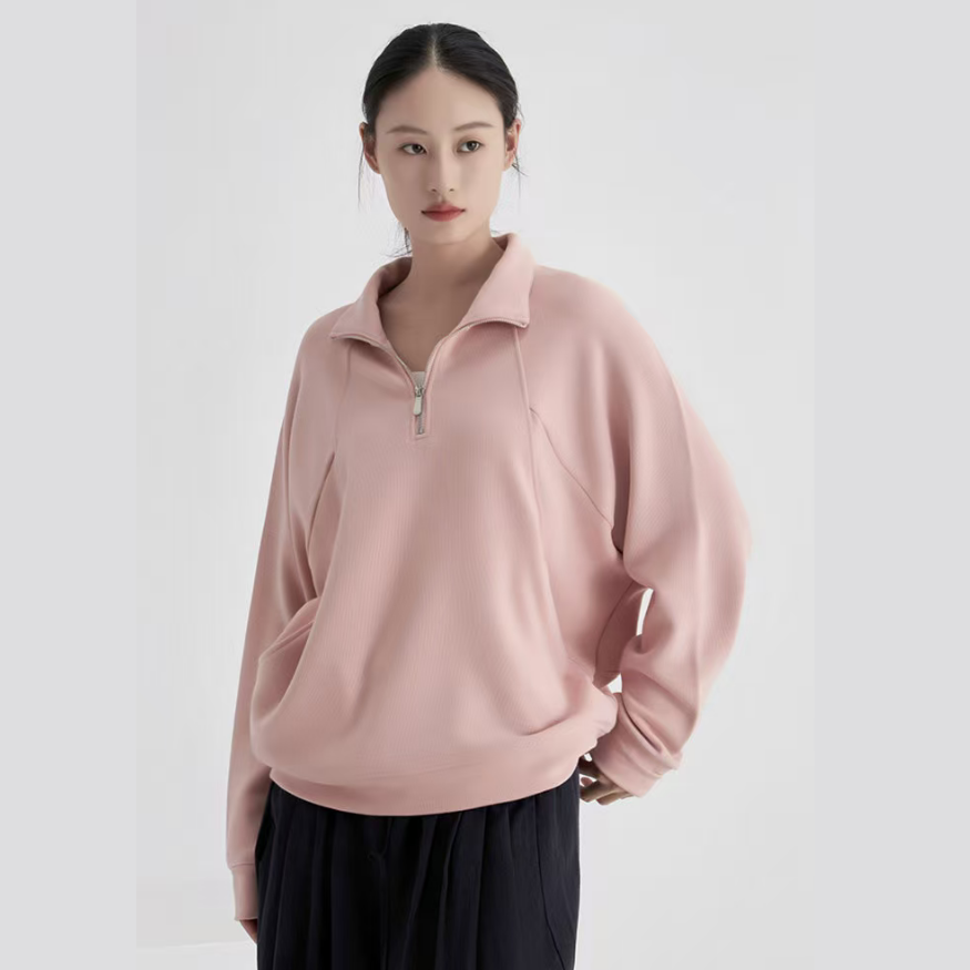 【春秋女款卫衣】羊毛暖绒半拉链卫衣 简约利落松弛感  舒适锁温