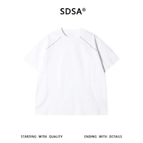 SDSA男装2026新款高贵轻奢日系简约明线撞色圆领短袖T恤百搭时尚