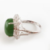 【天然正品】AU750白金镶钻镶天然细腻菠菜绿无黑点蛋面碧玉和田玉戒指15号（戒圈可改）030426XY06 商品缩略图2