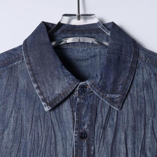 SDSA男装2026新款高贵轻奢日系简约渐褶皱短袖衬衫百搭时尚上衣 商品图1