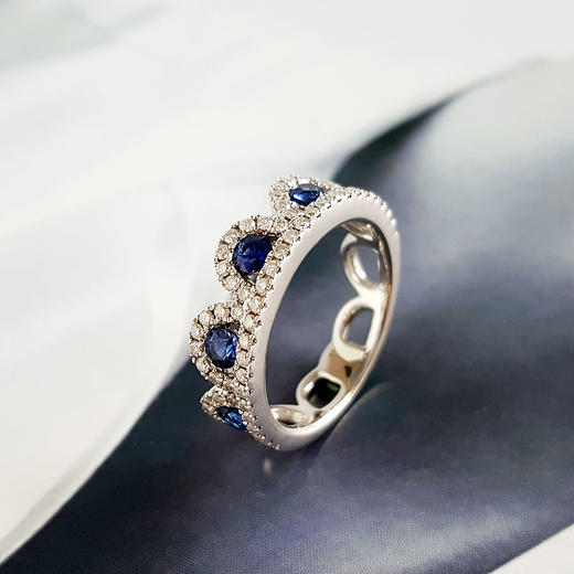 【天然正品】AU750白金镶钻群镶天然皇冠造型皇家蓝0.66克拉蓝宝石戒指14号（皆取最大值）030426XY04 商品图4