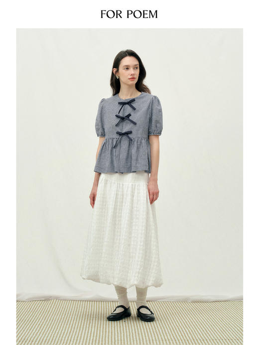 ForPoem 26/SS 原创设计法式蝴蝶结系带娃娃衫宽松小碎花休闲上衣 商品图3