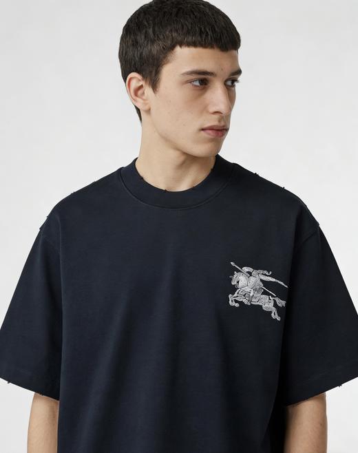 男款破损刺绣短袖T恤he007 商品图3