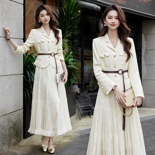 套装女装春季新款气质时尚潮流小外套半身裙两件套配腰带 ABS26005 商品图1